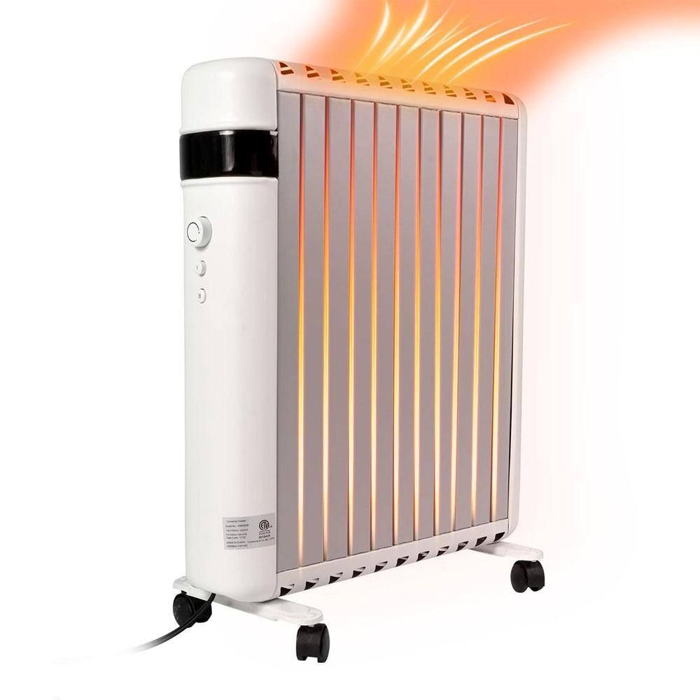 18 in. H 1500-Watt Smart Electric Convection Ceramic Space Heater with 2 Heat Modes Movable Wheels Overheat Protection - Hercitys