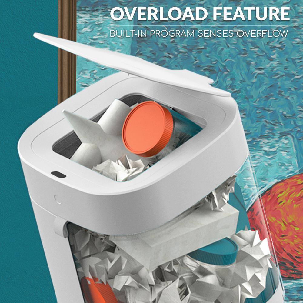 3.5 Gal. White Smart Plastic Household Trash Can - Hercitys