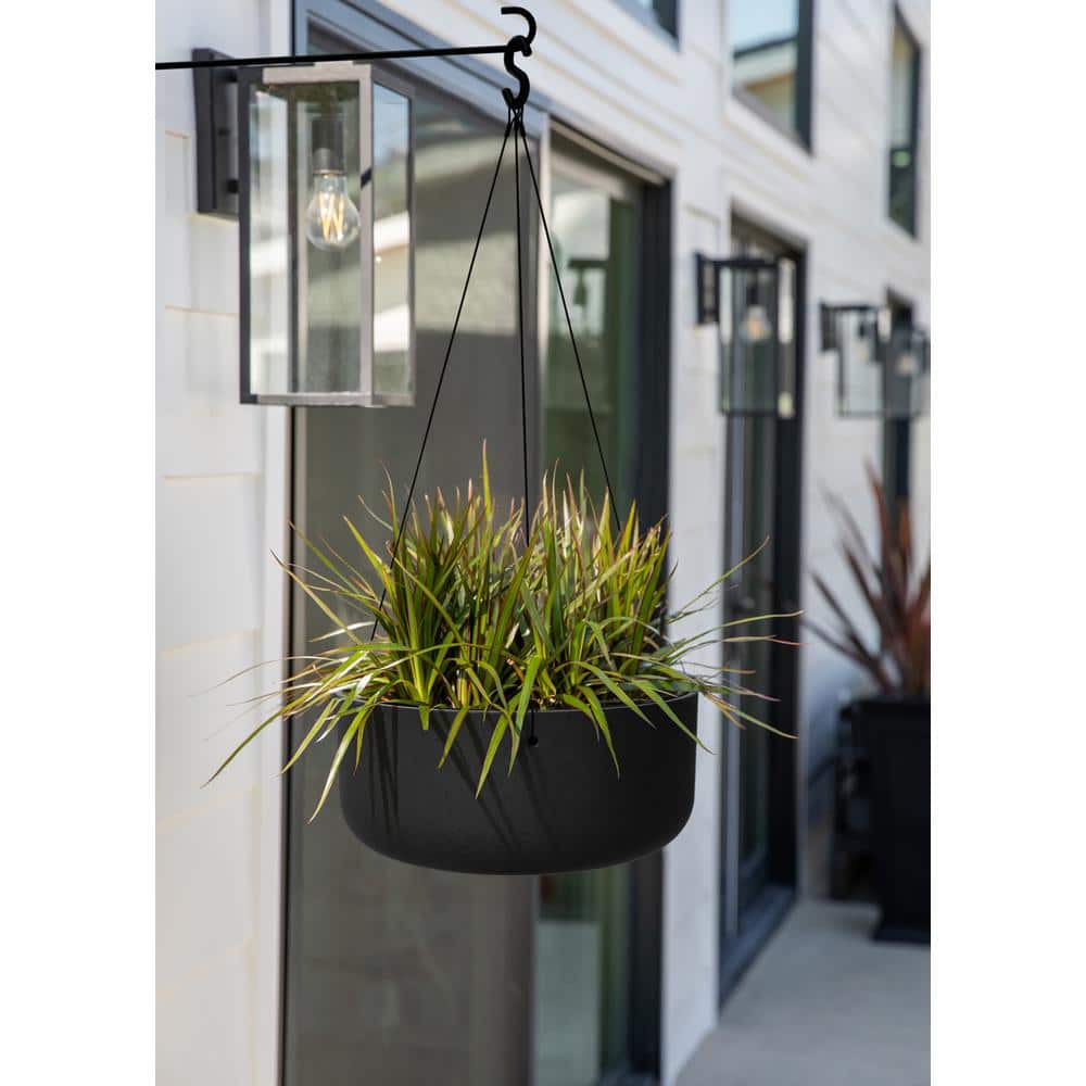 14 in. Round Black Plastic Planter Hanging Kona Bowl (2-Pack) - Hercitys
