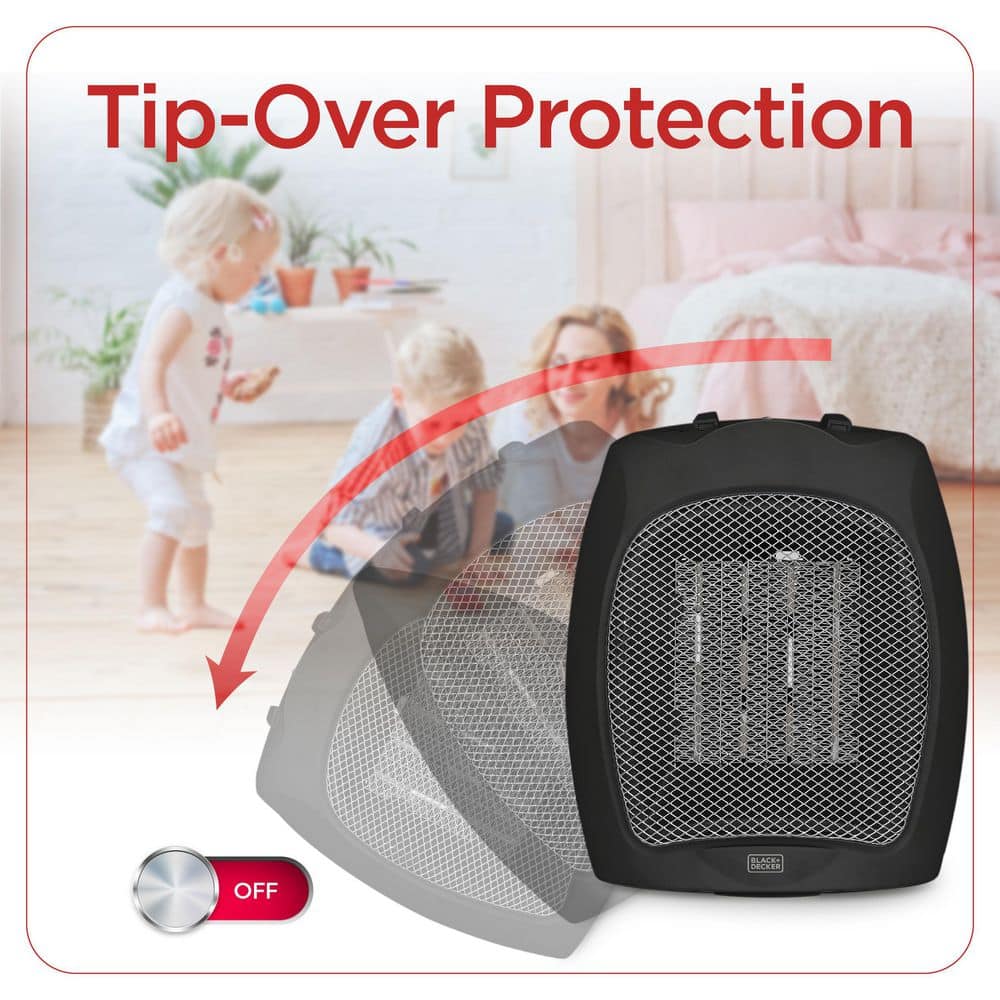 1500-Watt Black Desktop Electric Ceramic Space Heater - Hercitys