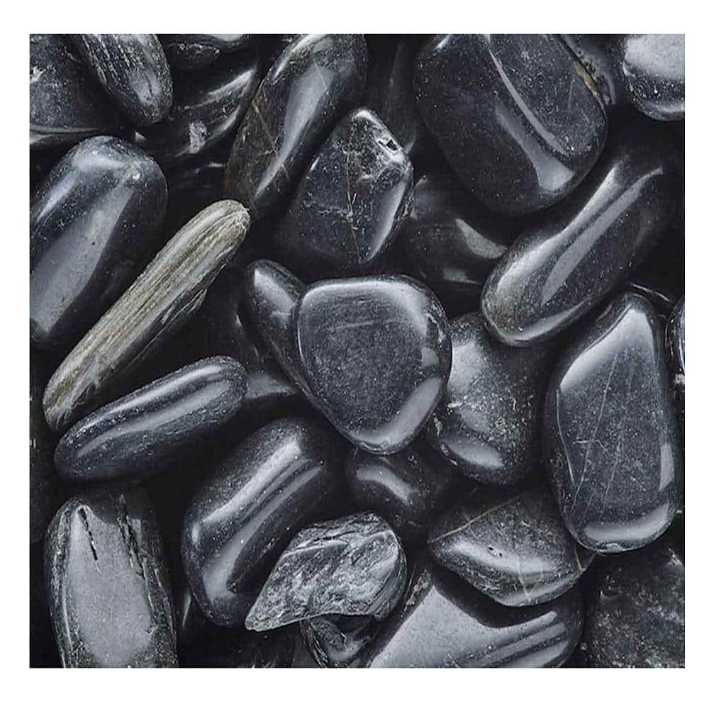0.125 cu. ft. 2 in. – 3 in. 10 lbs. Black Polished Rock Pebbles for Planters, Gardens, Aquariums and More - Hercitys