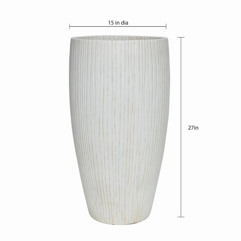 27 in. H City White Compsoite Ribbed Planter - Hercitys