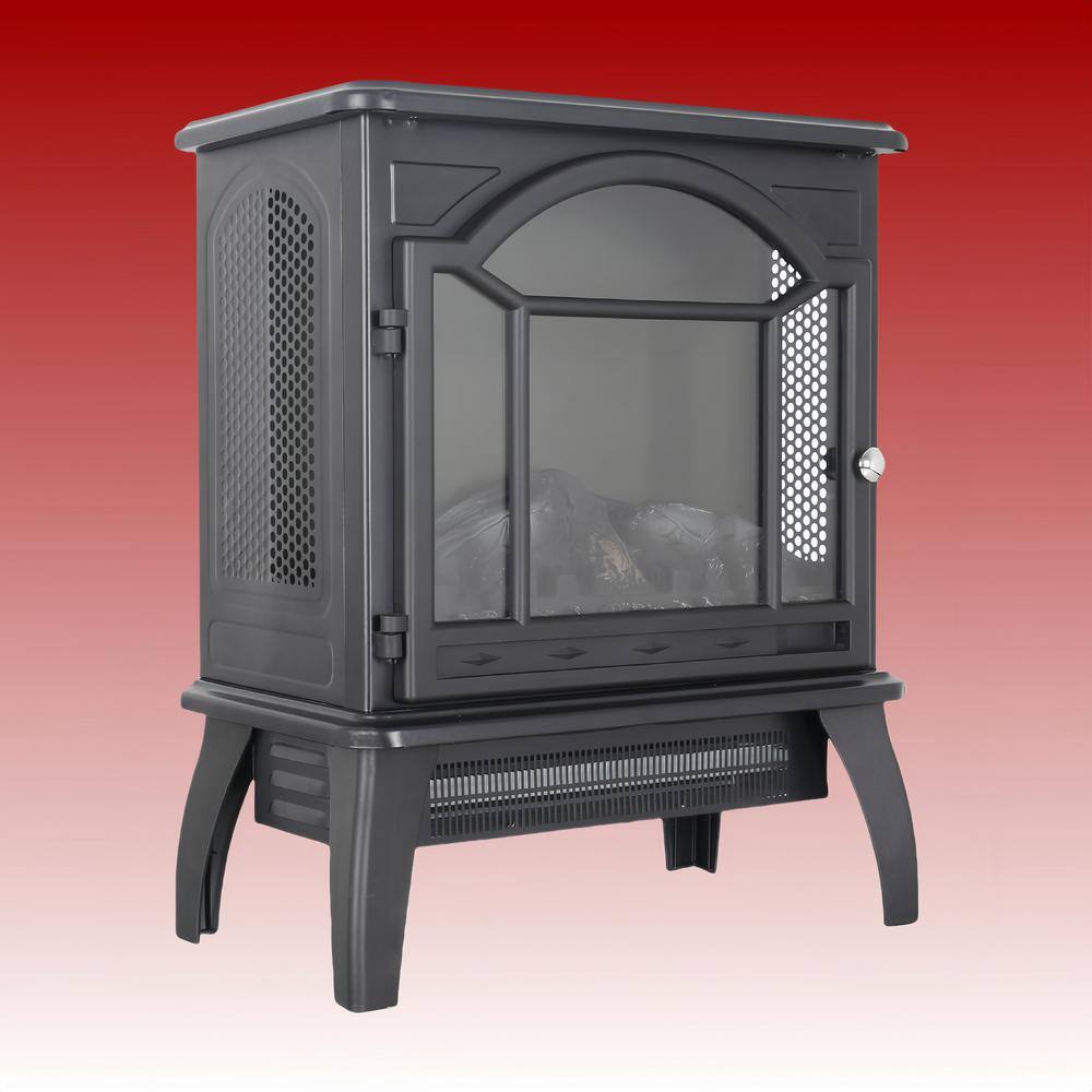 1500-Watt Antique Black 3D Electric Radiant Cabinet Infrared Space Heater with Remote Control and Auto Shut Off - Hercitys