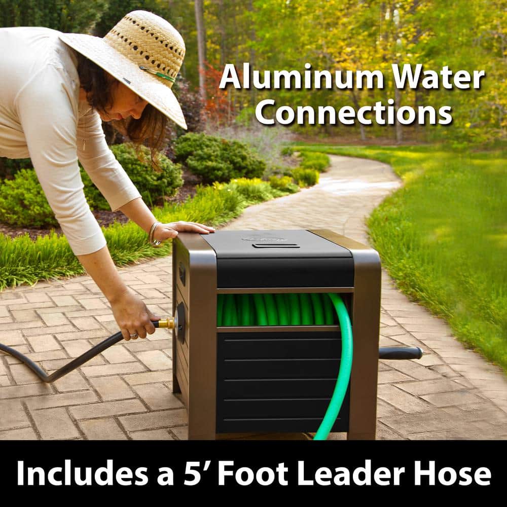 200 ft. Bronze Steel Elegant Hose Box Garden Hose Reel - Hercitys