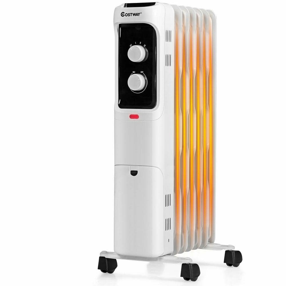 1500-Watt Electric Oil-Filled Radiant Space Heater with Adjustable Thermostat - Hercitys
