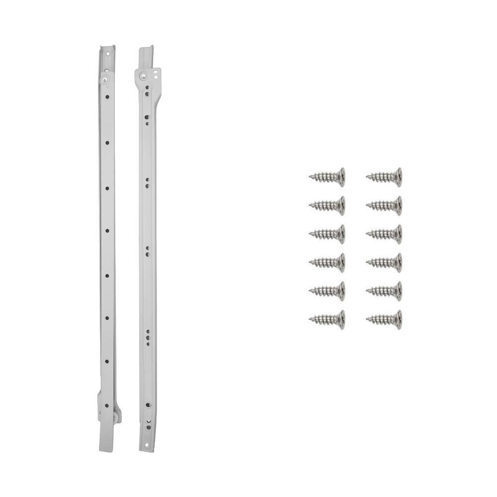22 in. White 3/4 Extension Side Mount Drawer Slide (5-Pairs) - Hercitys