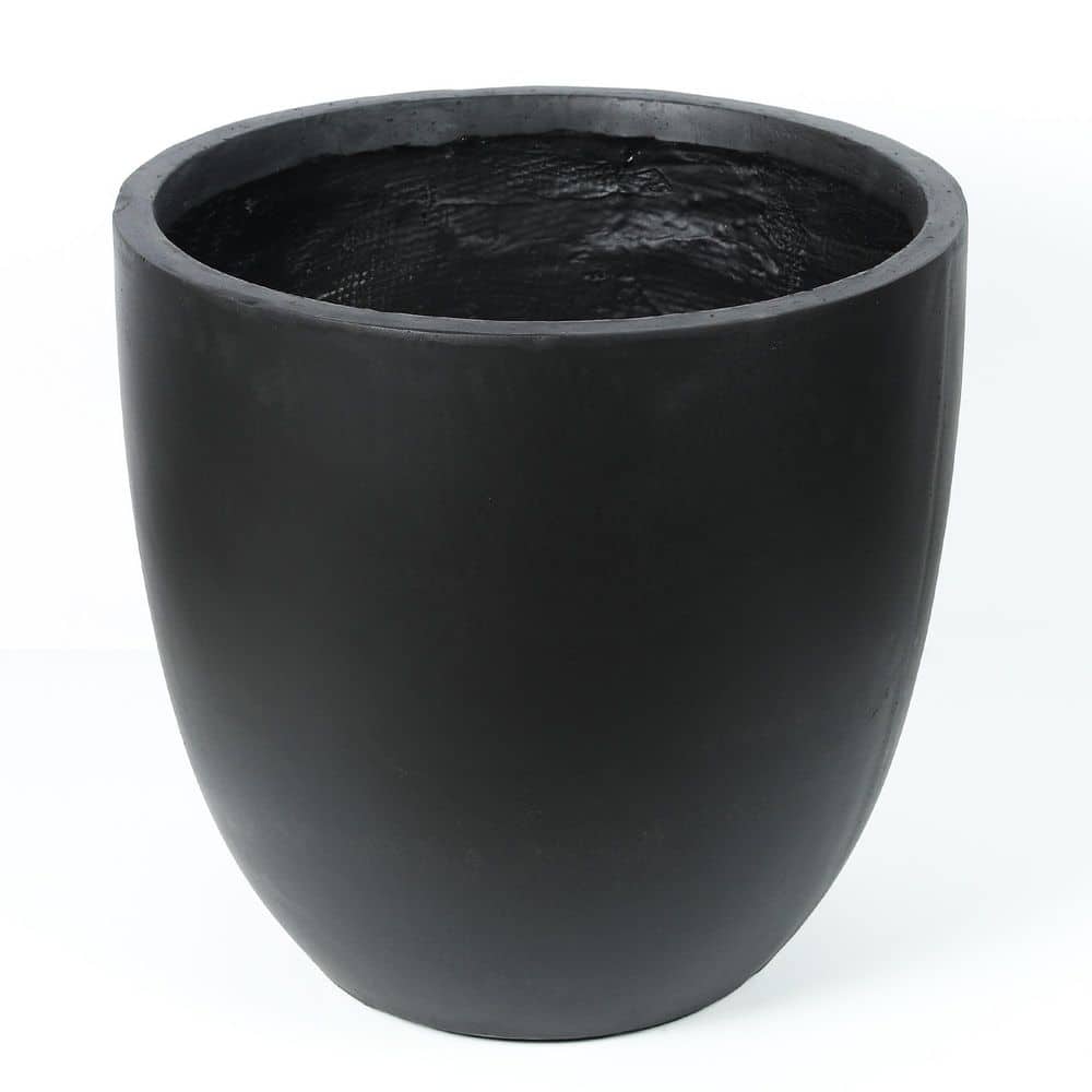 12.2 in. H Round Tapered Black MgO Composite Planter Pot - Hercitys
