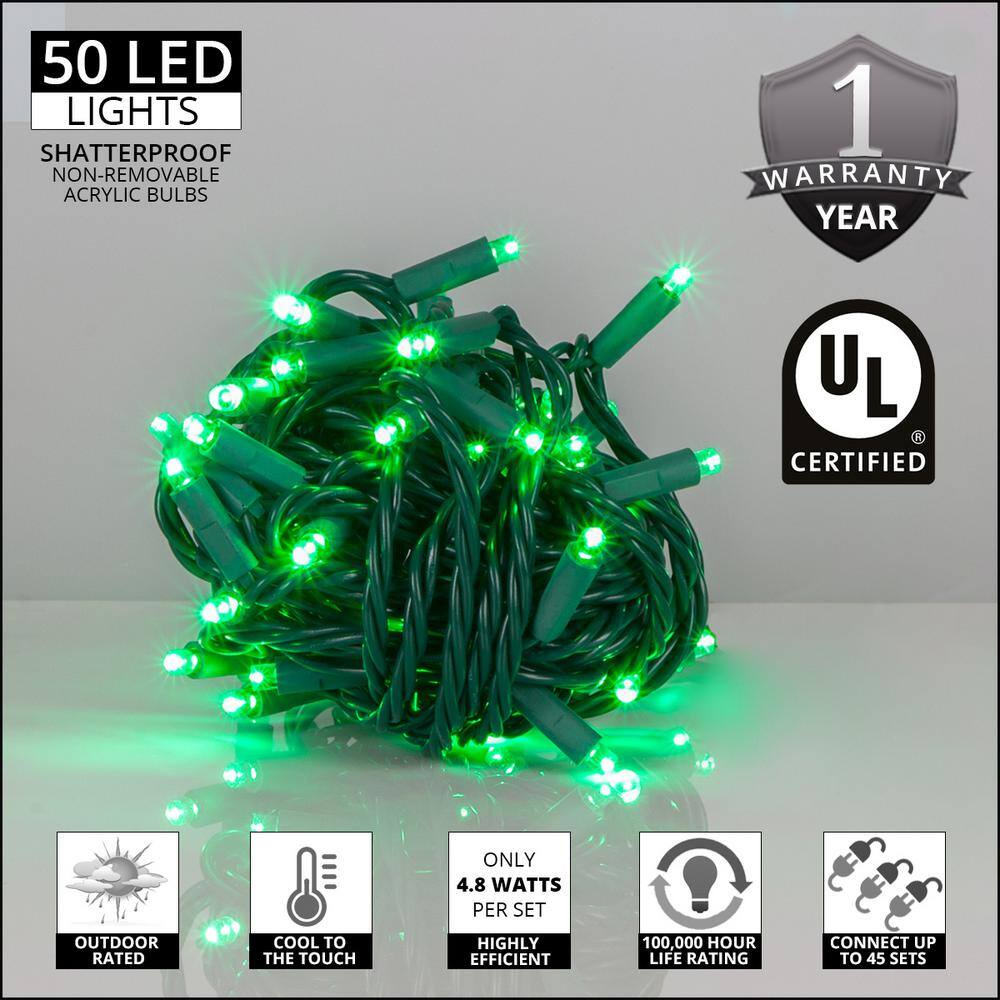 25 ft. 50-Light Green 5 mm LED Balled Mini Light Set - Hercitys