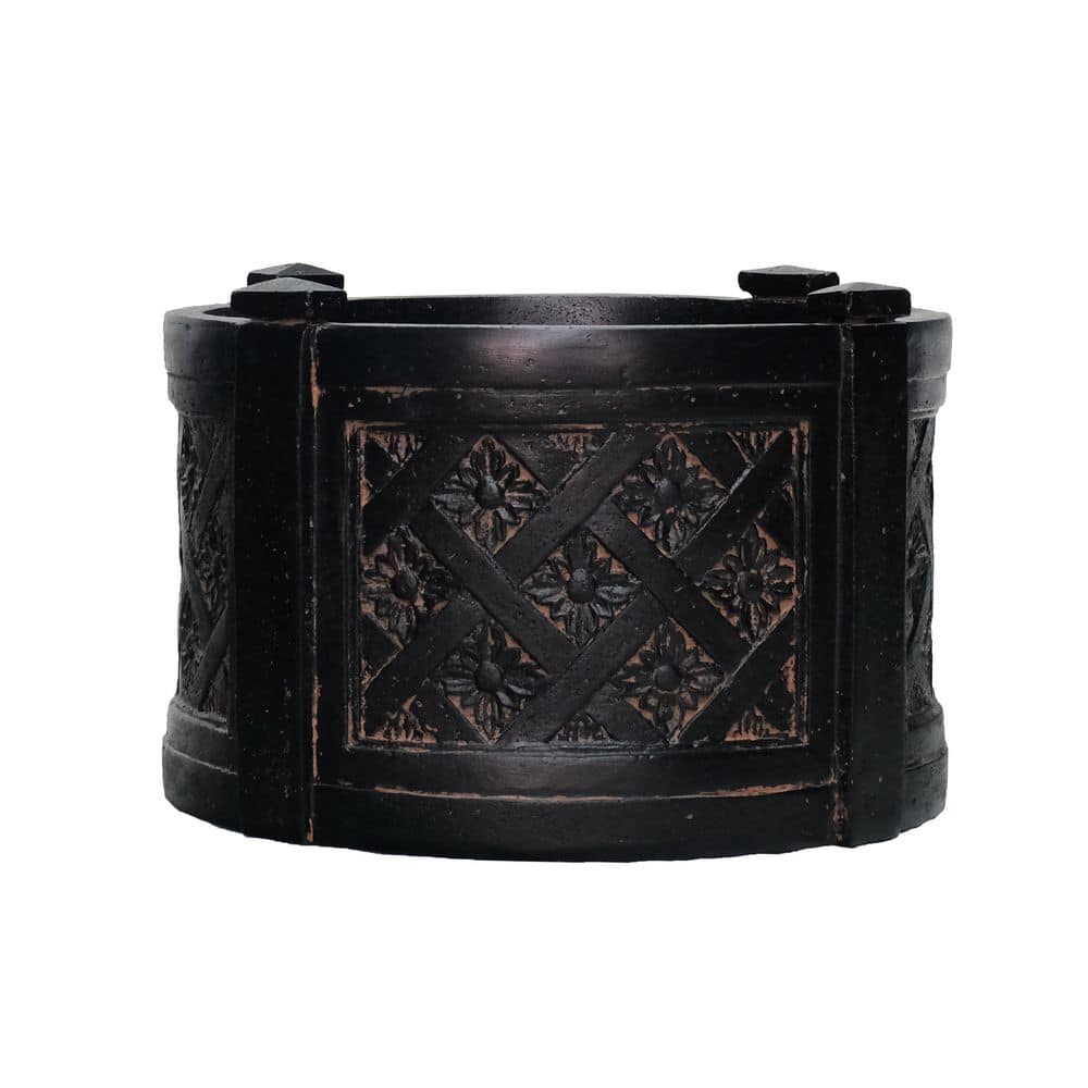 18 in. Dia x 12 in. H Aged Charcoal Stone Fiberglass Mailbox Barrel - Hercitys