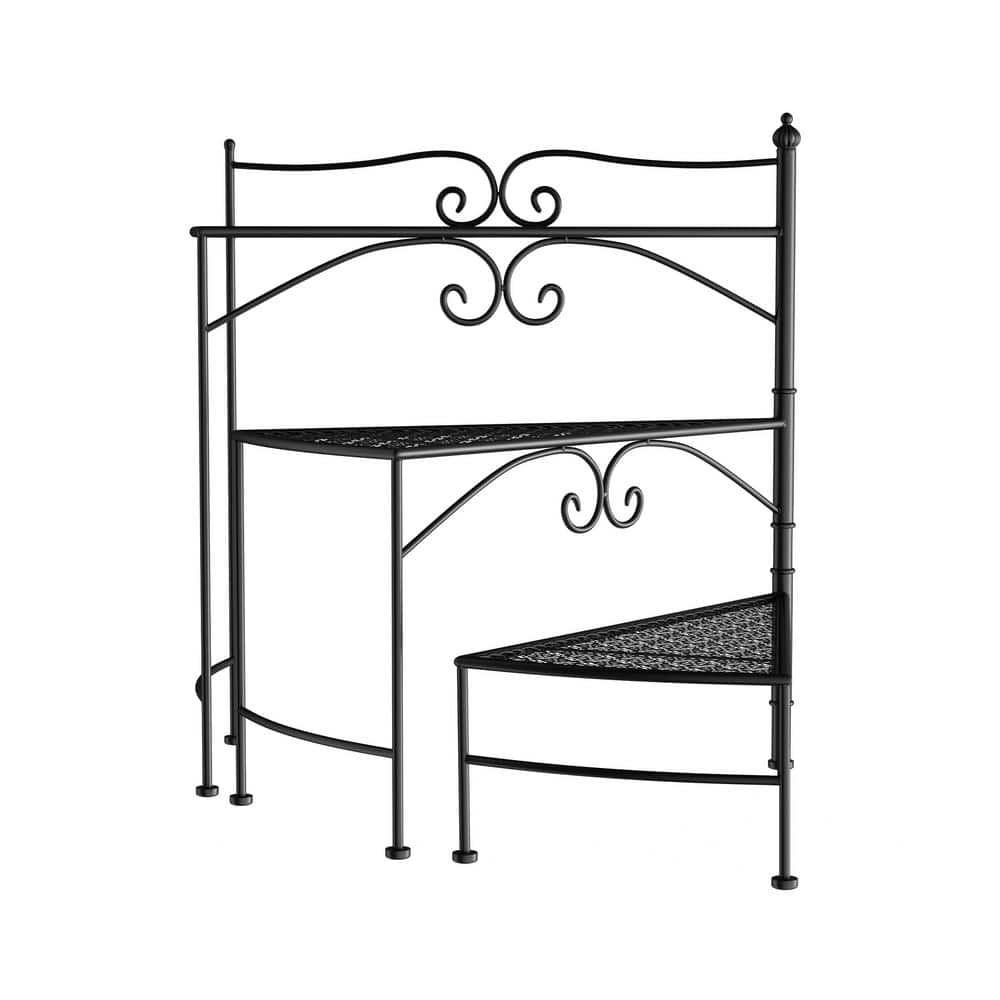 3-Tier Black Metal Decorative Folding Spiral Stair Plant Stand - Hercitys