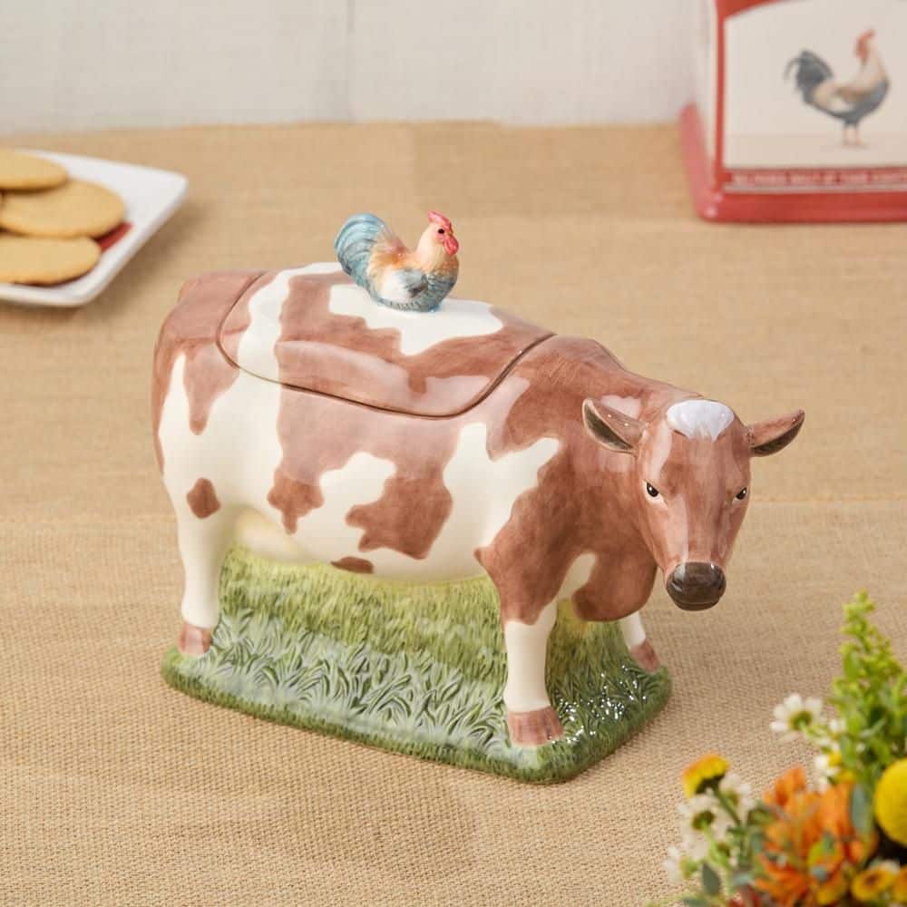 2 Piece Vintage Farm 3-D Cow Cookie Jar - Hercitys