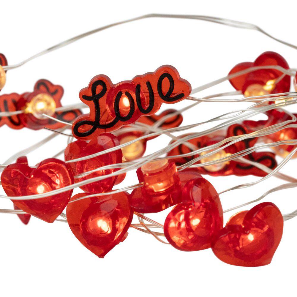 20-Count Red Valentine’s Day Love and Heart LED Fairy Lights  6.25ft  Copper Wire - Hercitys