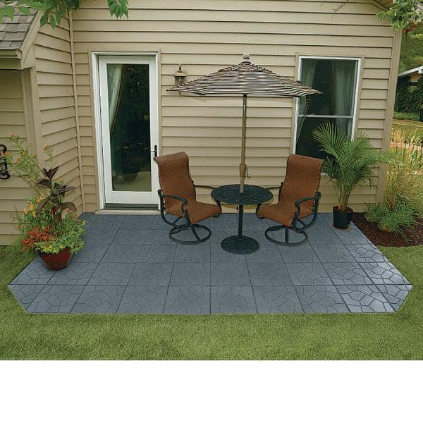 16 in. x 16 in. x 3/4 in. Gray Dual-Sided Rubber Paver (9-Pack) - Hercitys