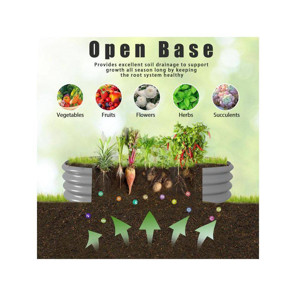 4 x 2 x 1 ft. Light Grey Metal Oval Raised Garden Beds (2-Pack) - Hercitys