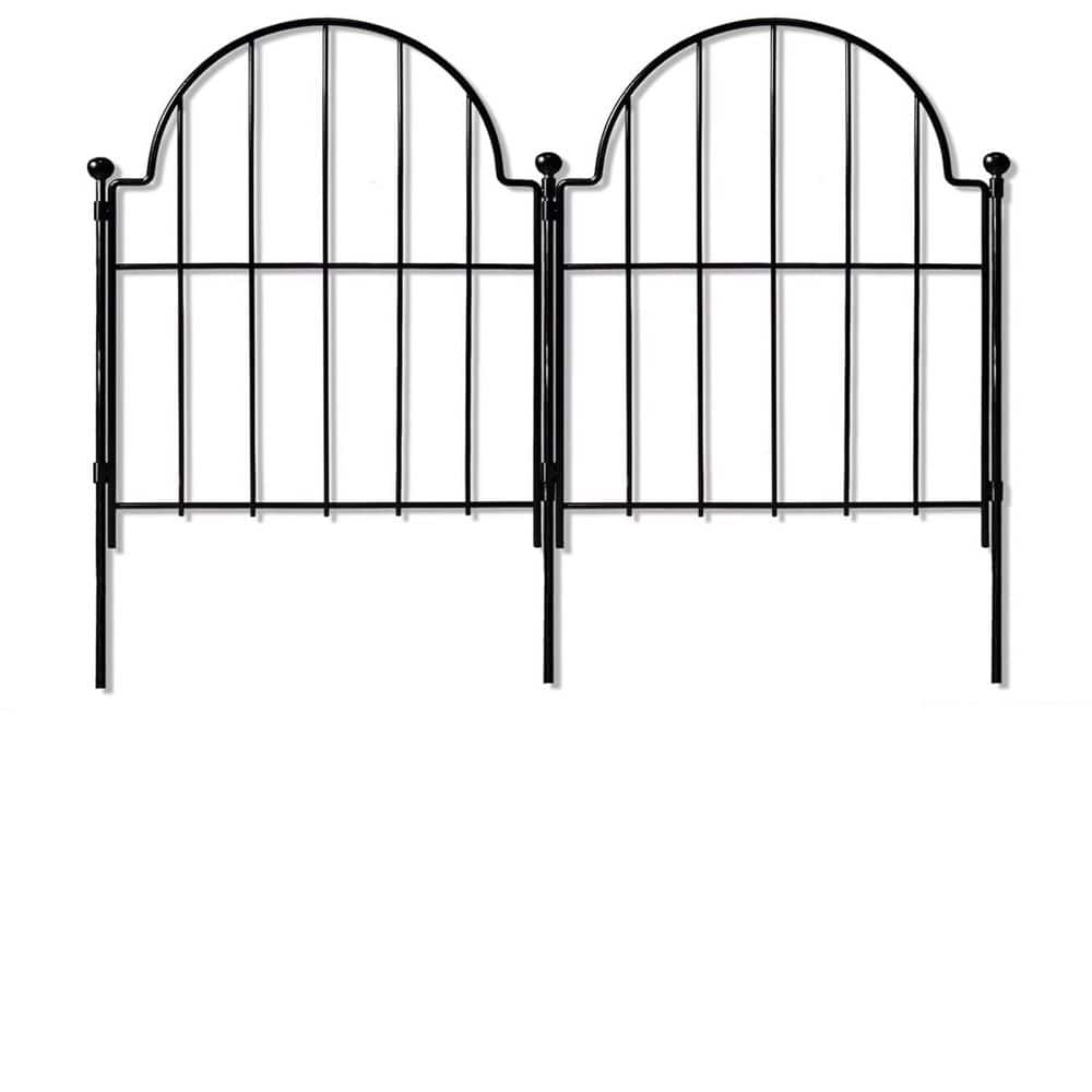 22 in. H x 252 in. L Metal Garden Fence, Ground Stake Animal Barrier Fence for Rabbit and Dog, Black (19-Pack) - Hercitys