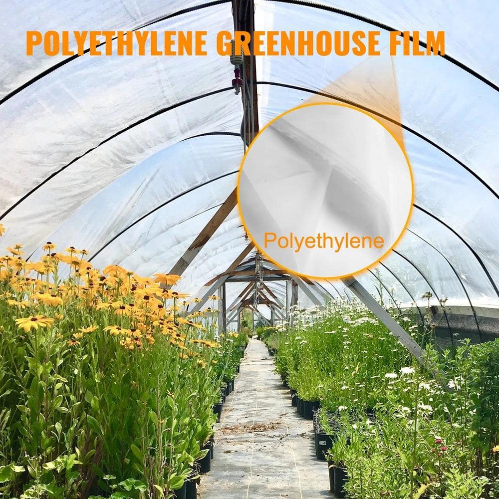 20 ft. W x 28 ft. D x 20 ft. H Polyethylene Clear Plastic Greenhouse Film with UV Resistant, Durable & High Tenacity - Hercitys