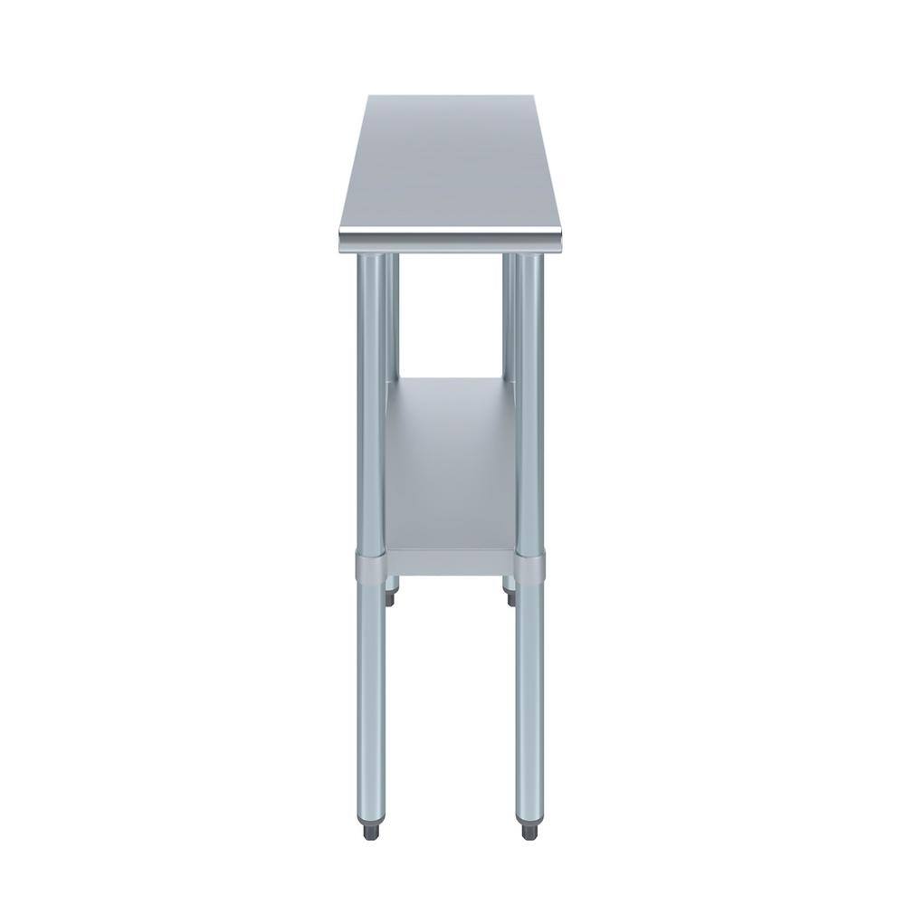 30 in. x 12 in. Stainless Steel Kitchen Utility Table with Adjustable Bottom Shelf - Hercitys