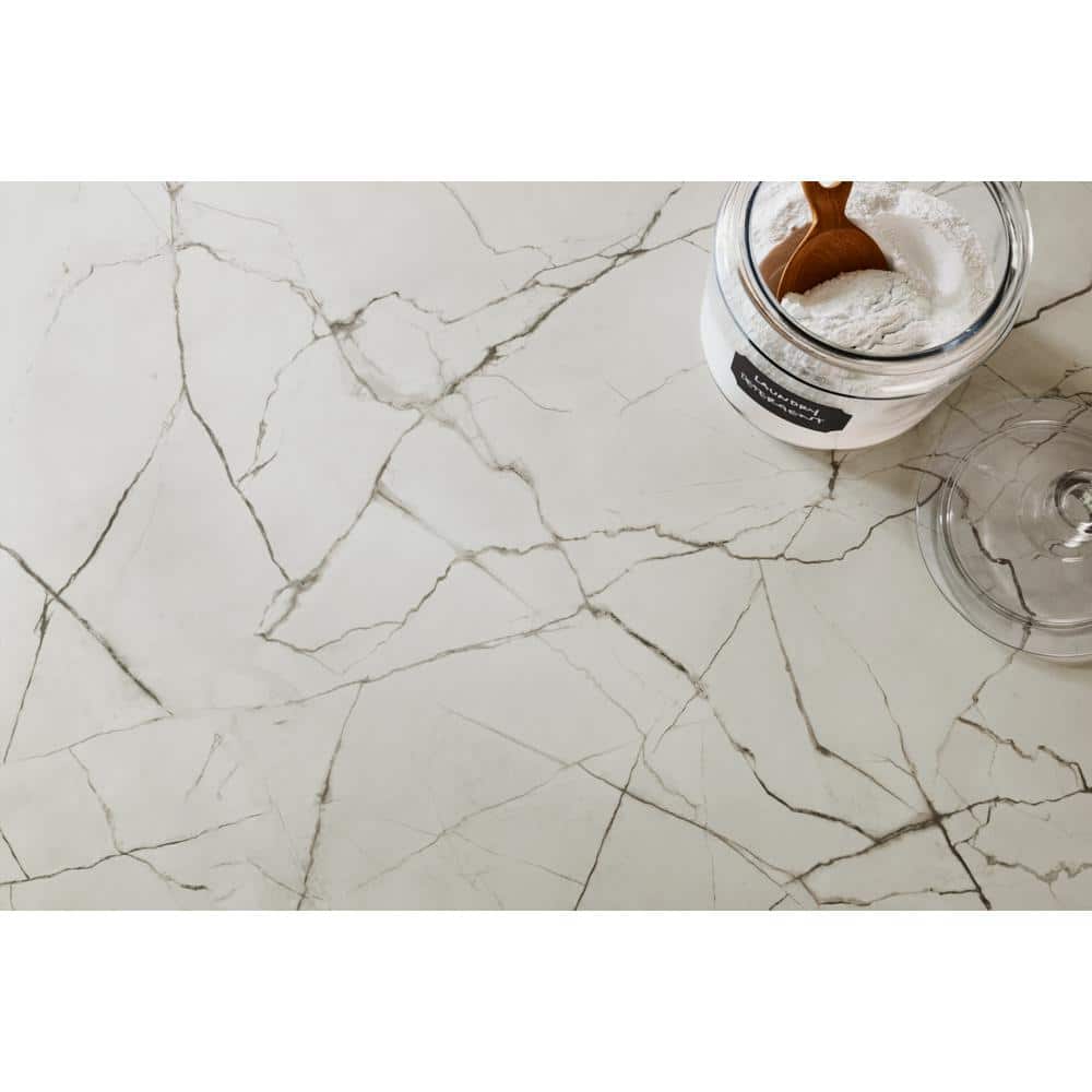 5 ft. x 12 ft. Laminate Sheet in 180fx Fractured Marble with Satin Touch Finish - Hercitys