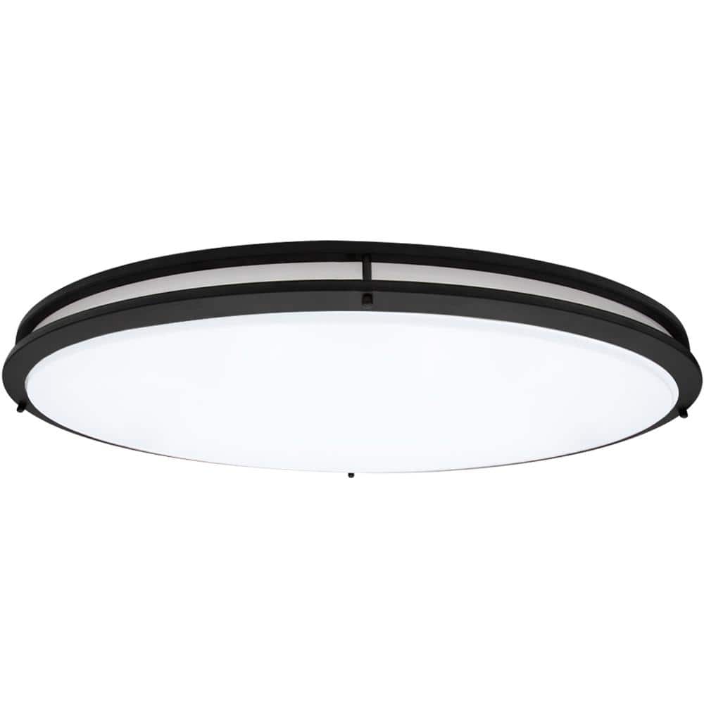 32 in. Black Oval LED Ceiling Mount Fixture, Dual Ring, Dimmable, 3 CCT Select 3000K to 5000K, 5500 Lumens - Hercitys
