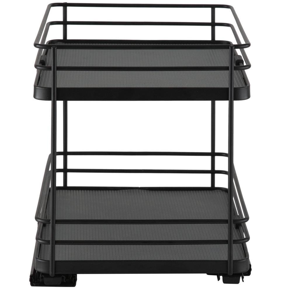 2 Tier Slide Out Shelf Organizer in Matte Black - Hercitys