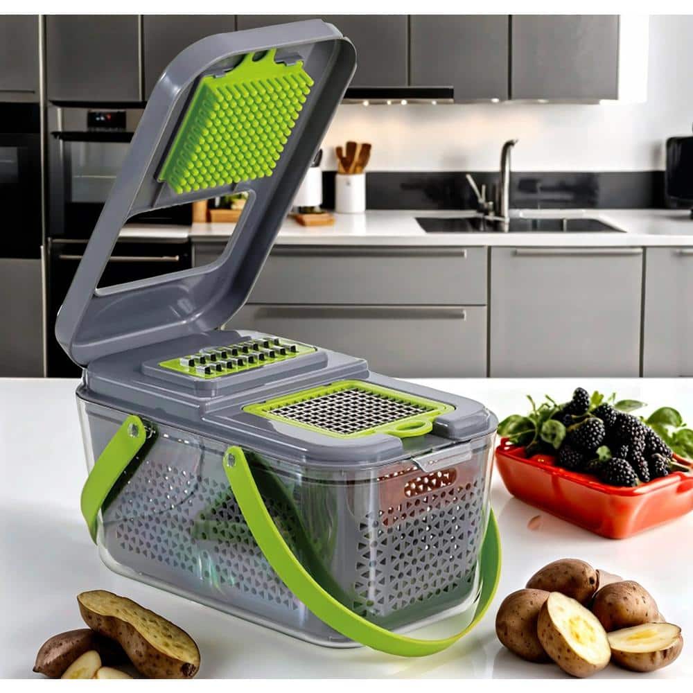 22-in-1 Vegetable Chopper with Container, Multi Kitchen Tool with Lemon Squeezer-13 Blades - Hercitys