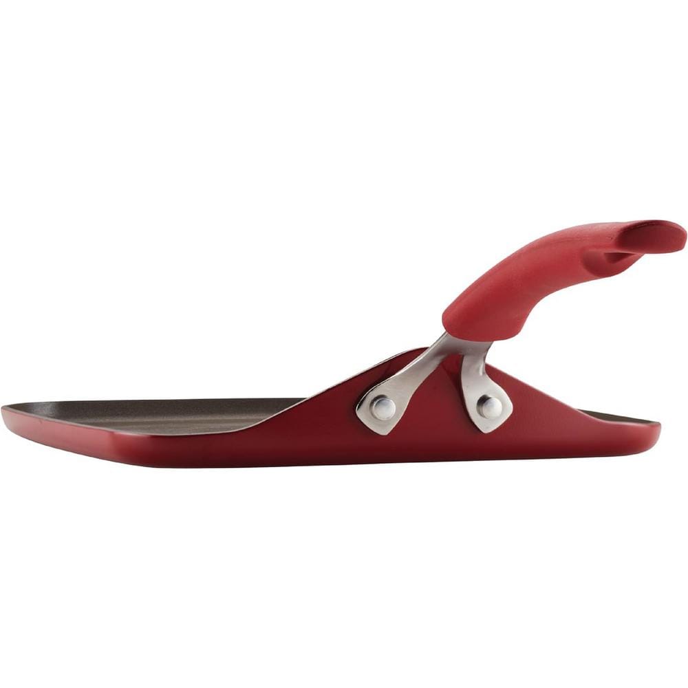 11 in. Enameled Aluminum Triple Layer Non-Stick Gas Electric Stovetop Compatible Easy to Clean Square Grill Pan in Red - Hercitys