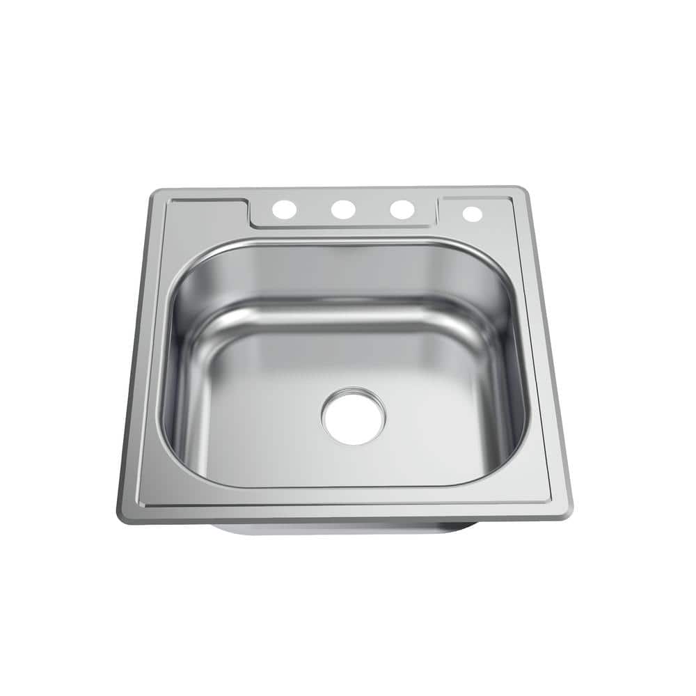 25 in. Drop in Single Bowl 20-Gauge Stainless Steel Kitchen Sink - Hercitys