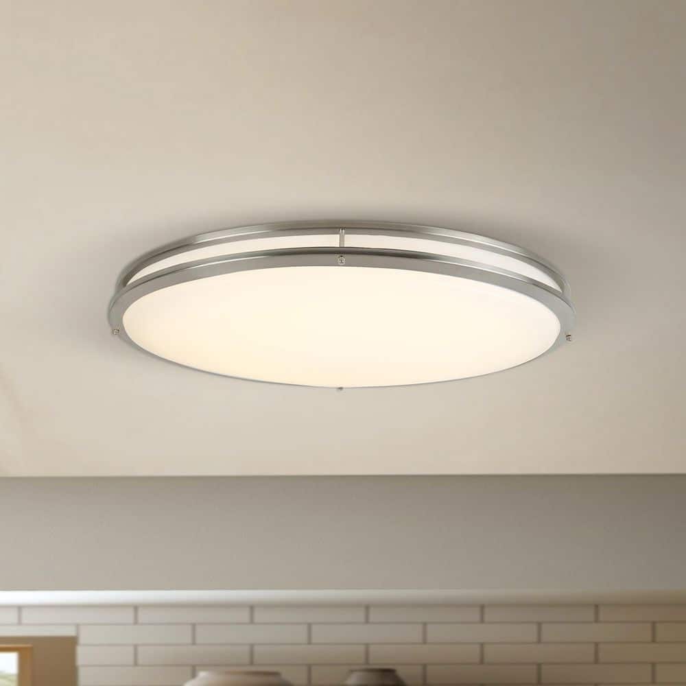 32.25 in. 1-Light Brushed Nickel LED Flush Mount - Hercitys