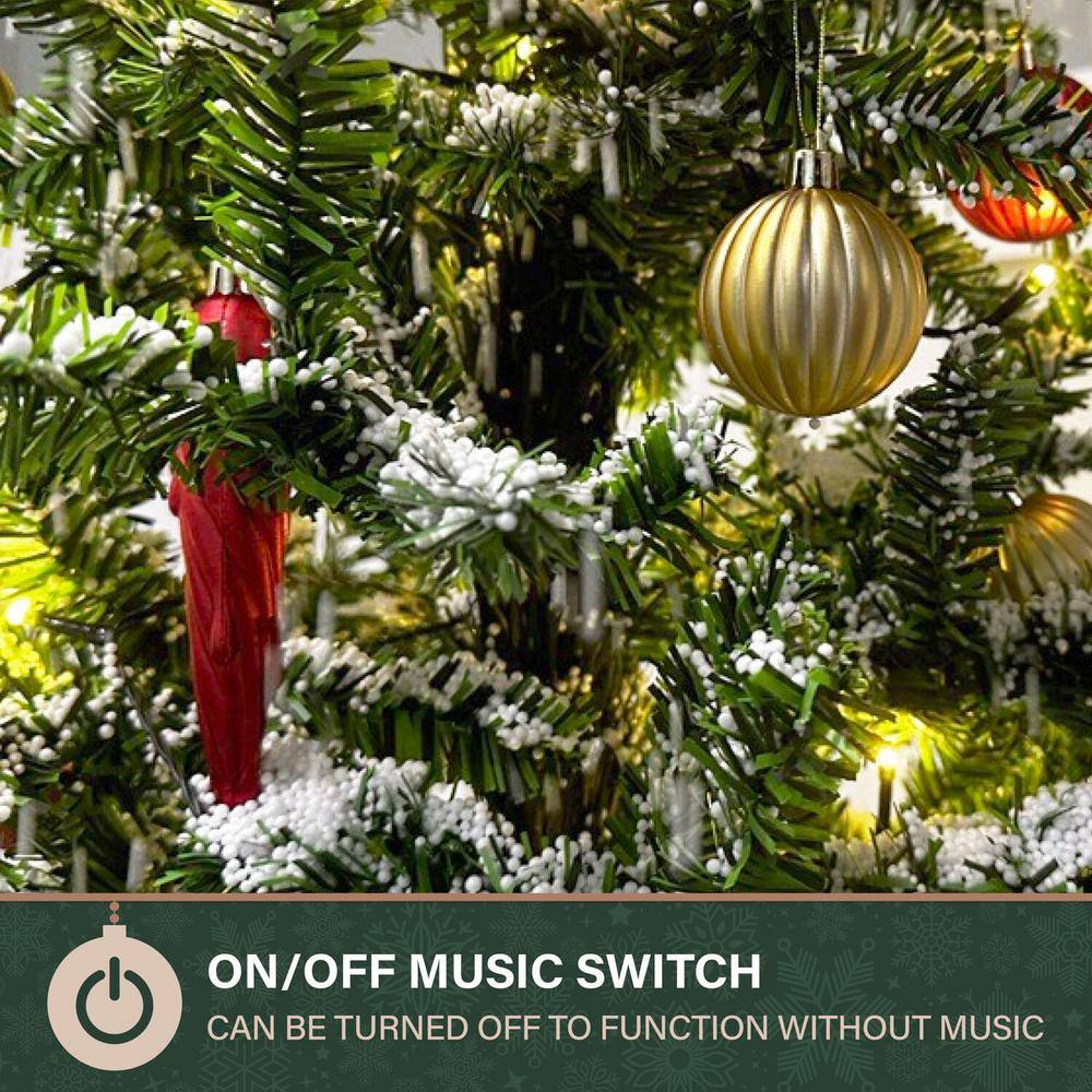 29 in. Snowing Musical Christmas Tree with Red Base and Snow Function - Hercitys