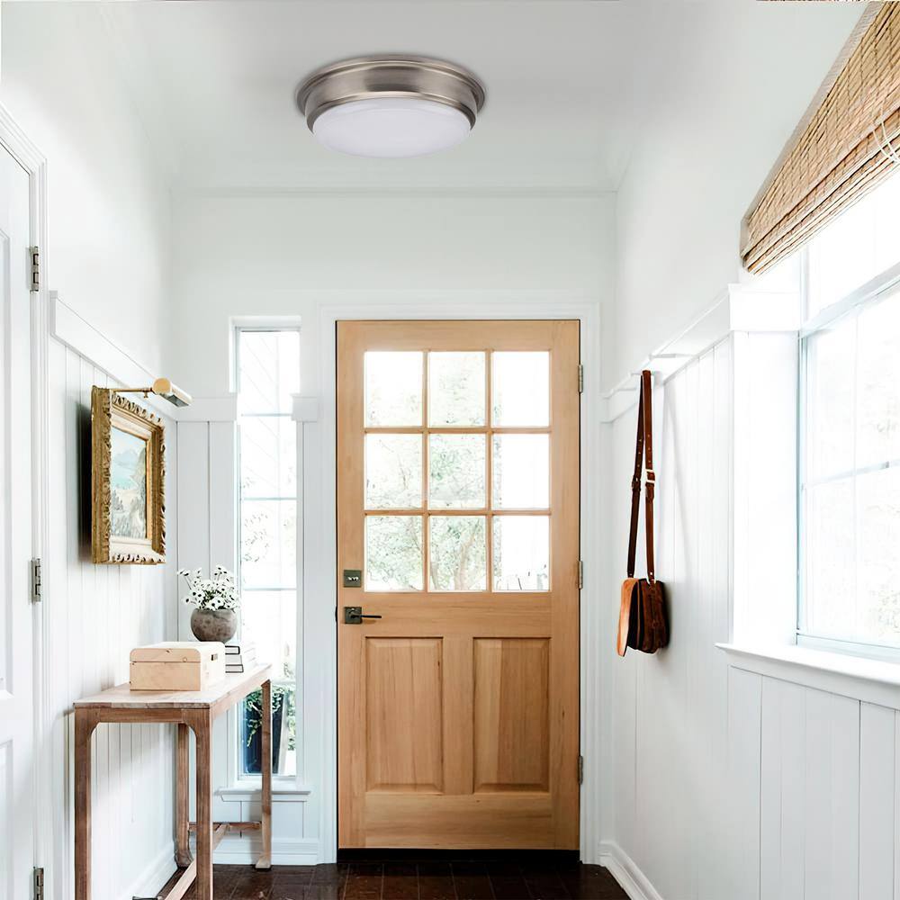 13 in. 1-Light Brushed Nickel LED Flush Mount - Hercitys