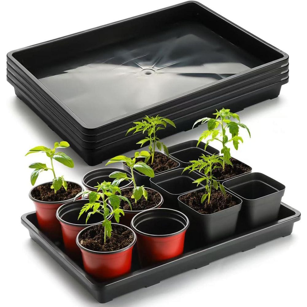 5-Pack Nursery Potting Tray for Seeds Starting Pot Collecting Drainage Water Black - Hercitys
