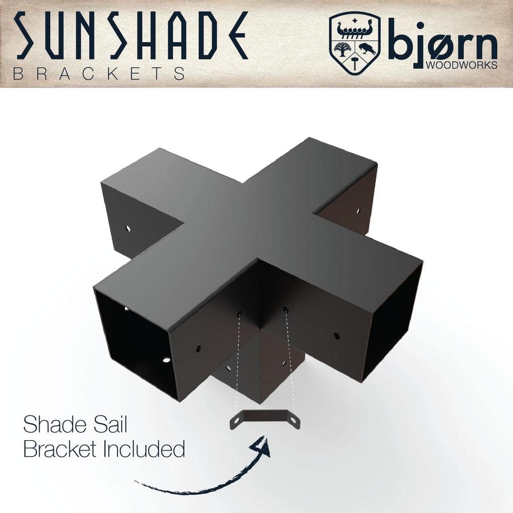 12 ft. x 12 ft. Black Steel Pergola 4 in. x 4 in. 5-Way Bracket Extension - Hercitys