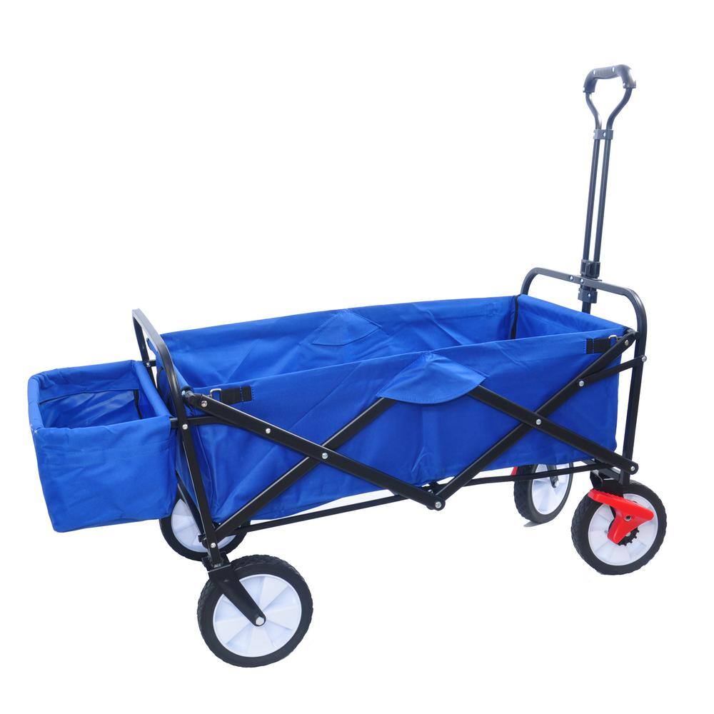 3.3 cu. ft. Steel Garden Cart with Drink Holder, Adjustable Handles, Blue - Hercitys