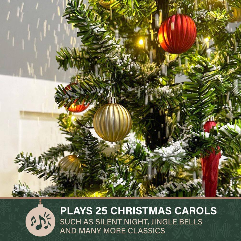 29 in. Snowing Musical Christmas Tree with Red Base and Snow Function - Hercitys