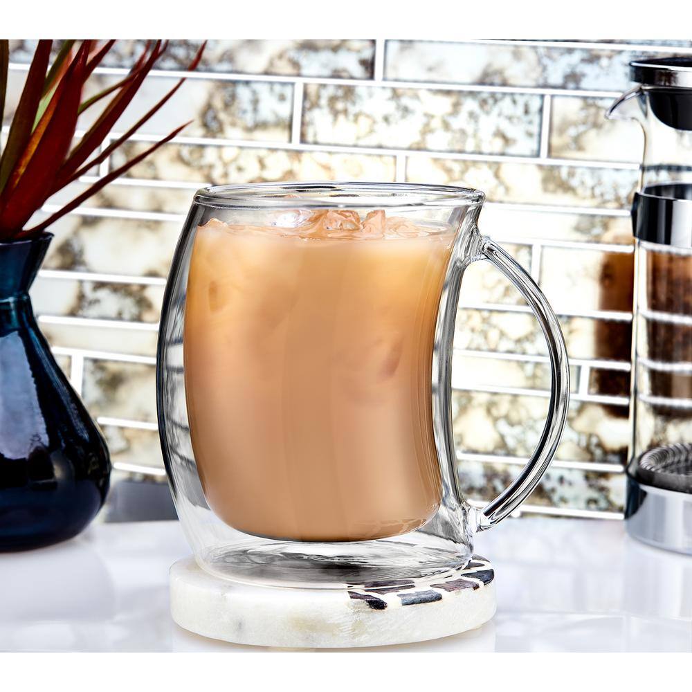 13 oz. Caleo Double Wall Glass Insulated Coffee Mug (Set of 4) - Hercitys