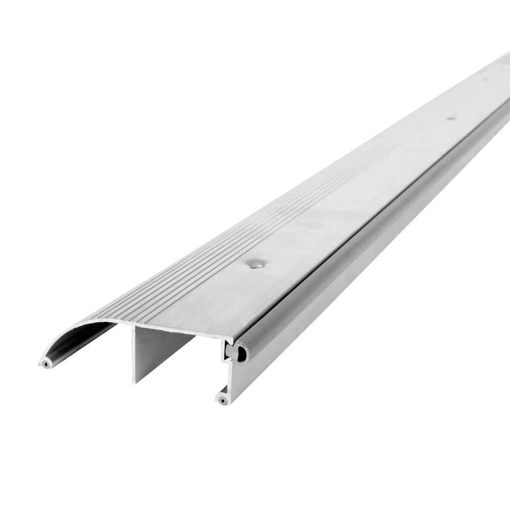 3-3/8 in. x 1 in. x 72 in. Silver Aluminum and Vinyl High-Profile Outswing Door Threshold - Hercitys