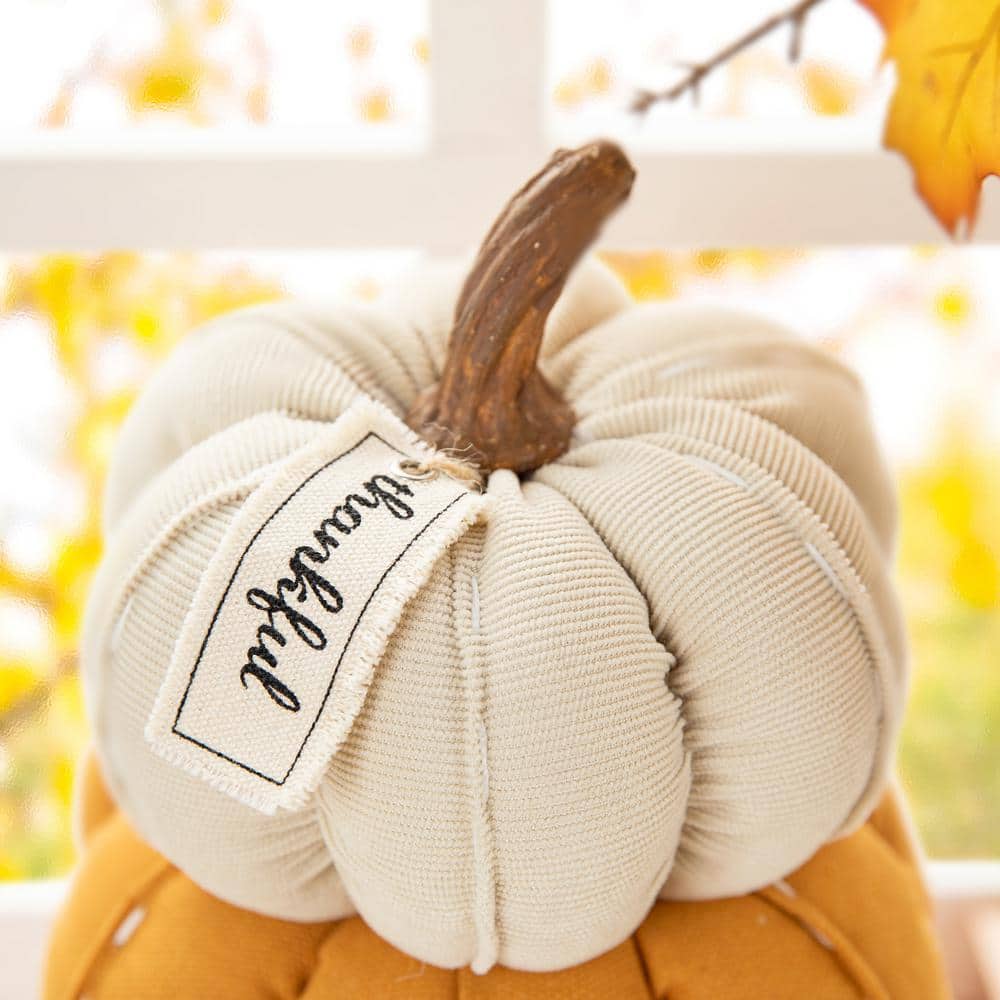 13 in. H Fall Stacked Fabric Pumpkin - Hercitys
