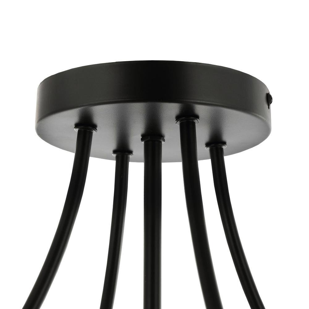 5-Light Crystal Ceiling Light Fixture, Black Semi Flush Mount Chandelier - Hercitys