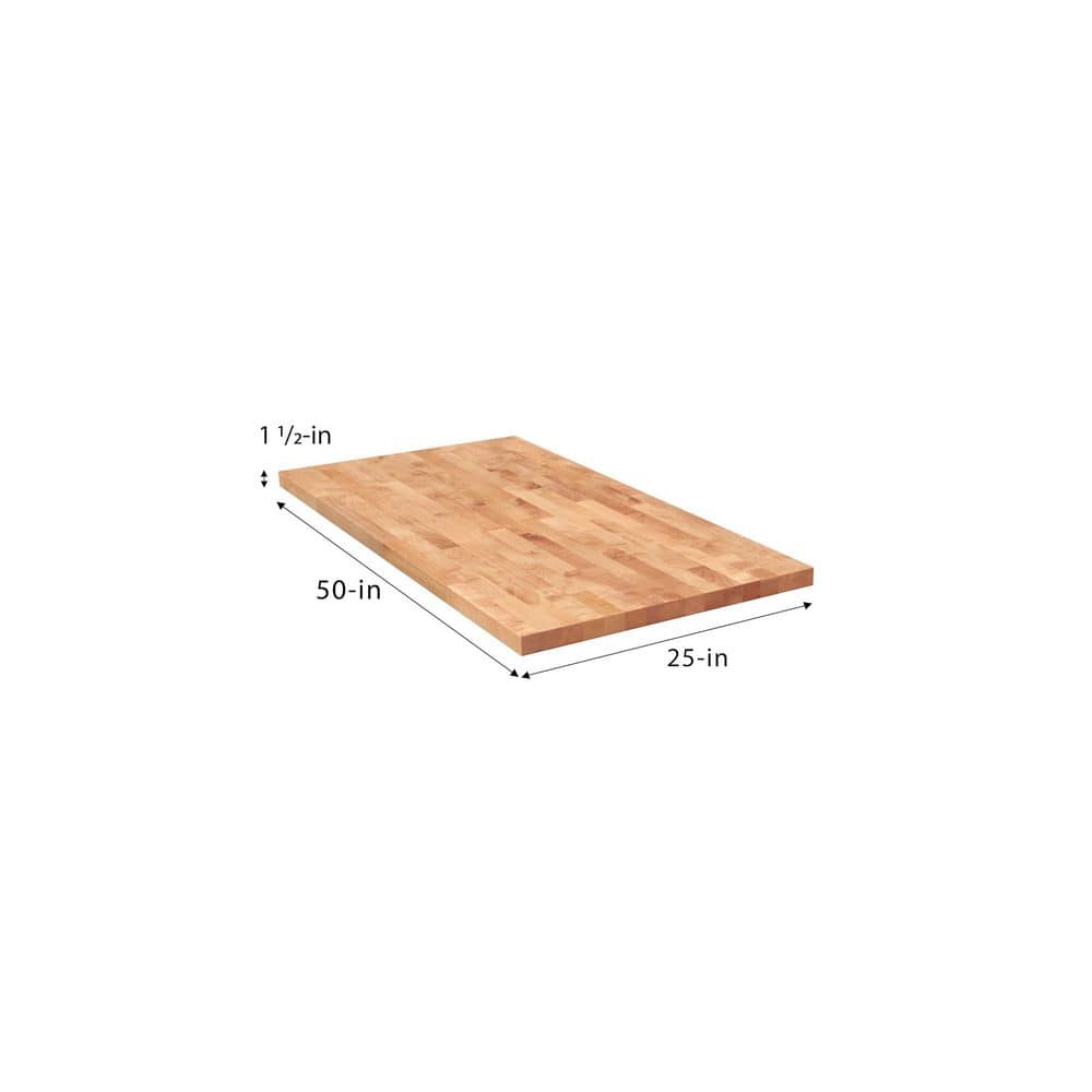4 ft. L x 25 in. D Unfinished Birch Solid Wood Butcher Block Countertop With Eased Edge - Hercitys