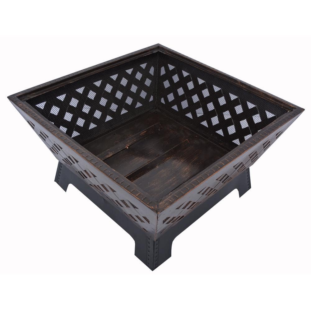 26.5 in. W x 25 in. H Square Steel Lattice Fire Pit - Hercitys