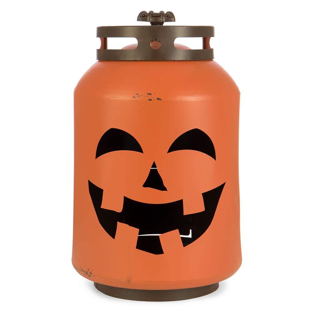 14 in. Halloween Orange Pumpkin Lantern – Replica Propane Lantern - Hercitys