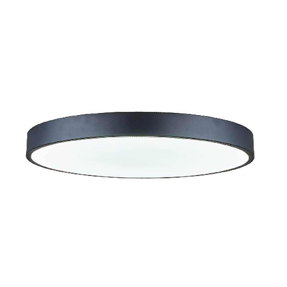 20 in. 180-Watt Black Integrated LED Flush Mount with White Acrylic Shade - Hercitys