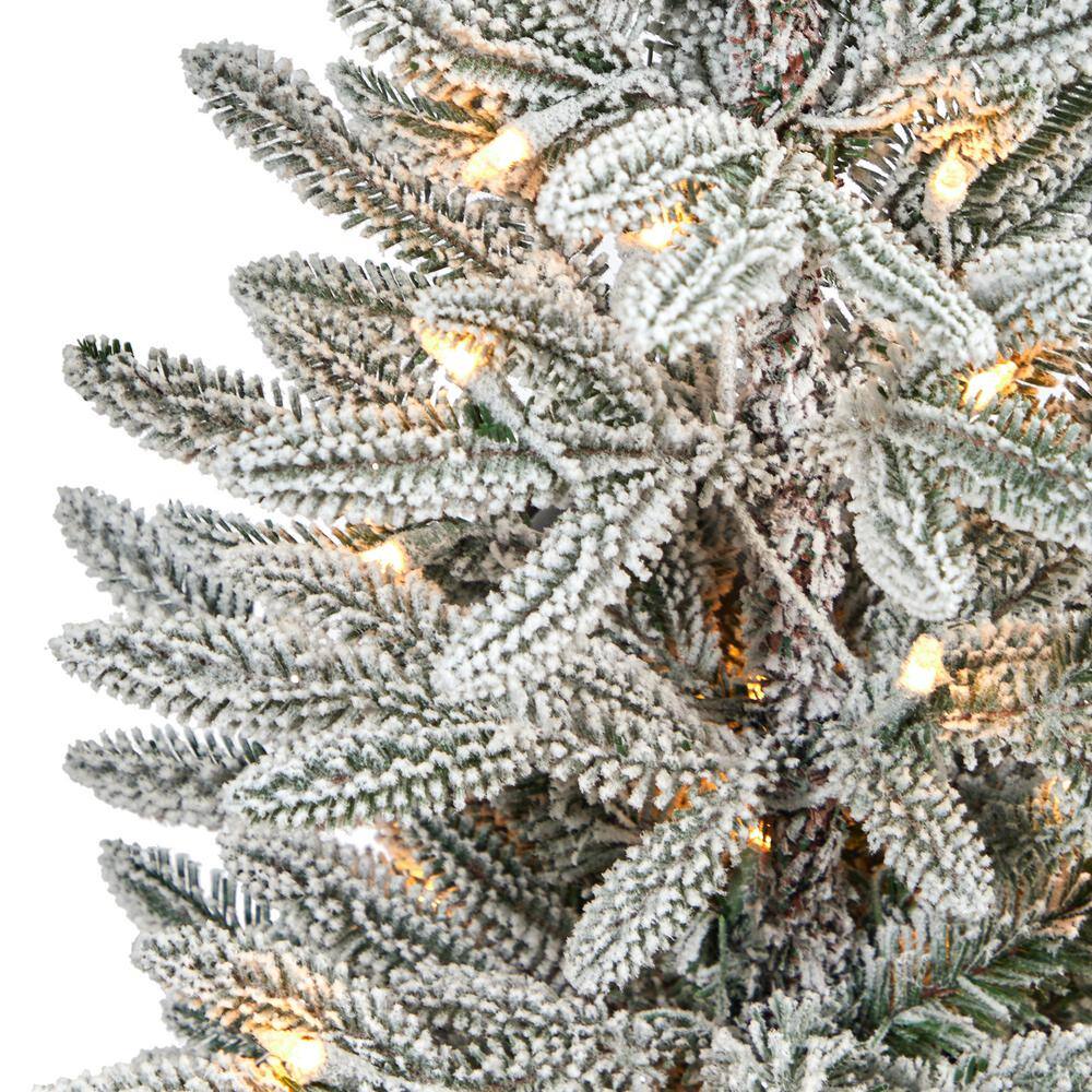 3.5 ft. Flocked Pre-Lit Manchester Spruce Artificial Christmas Tree with 50-Lights and 133 Bendable Branches in Planter - Hercitys