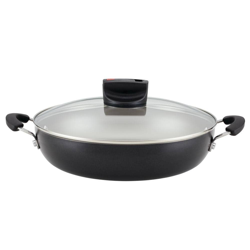 11.25 in. Smart Control- Aluminum Nonstick Frying Pan in Black with Lid - Hercitys