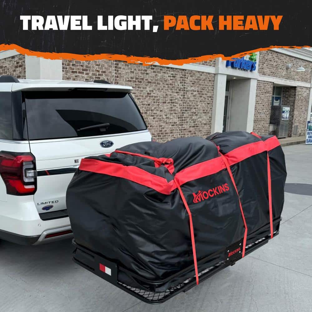 40 cu. Ft. Waterproof Cargo Carrier Bag 70 in. x 33 in. x 30 in. Hitch Bag with Lock, Straps and Carry Bag – Red - Hercitys