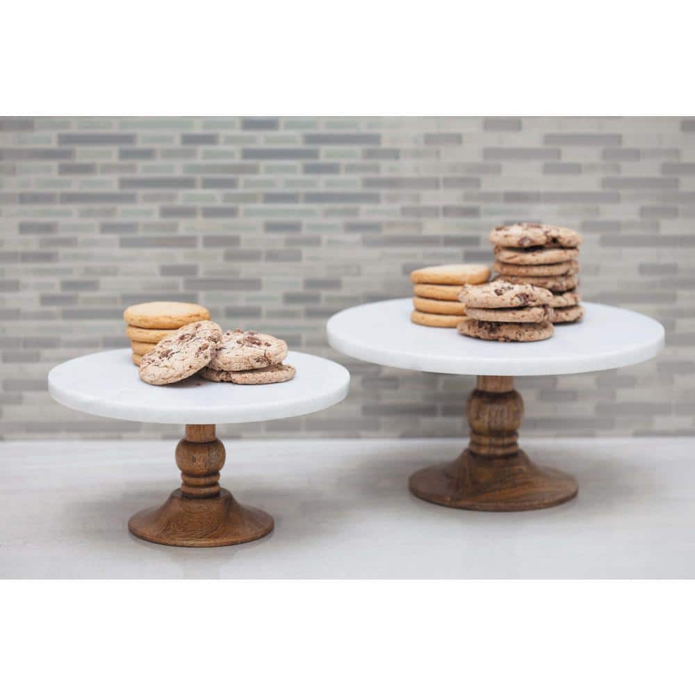 5 in. H 1-Tier Brown Serving Tray Cake Stand - Hercitys