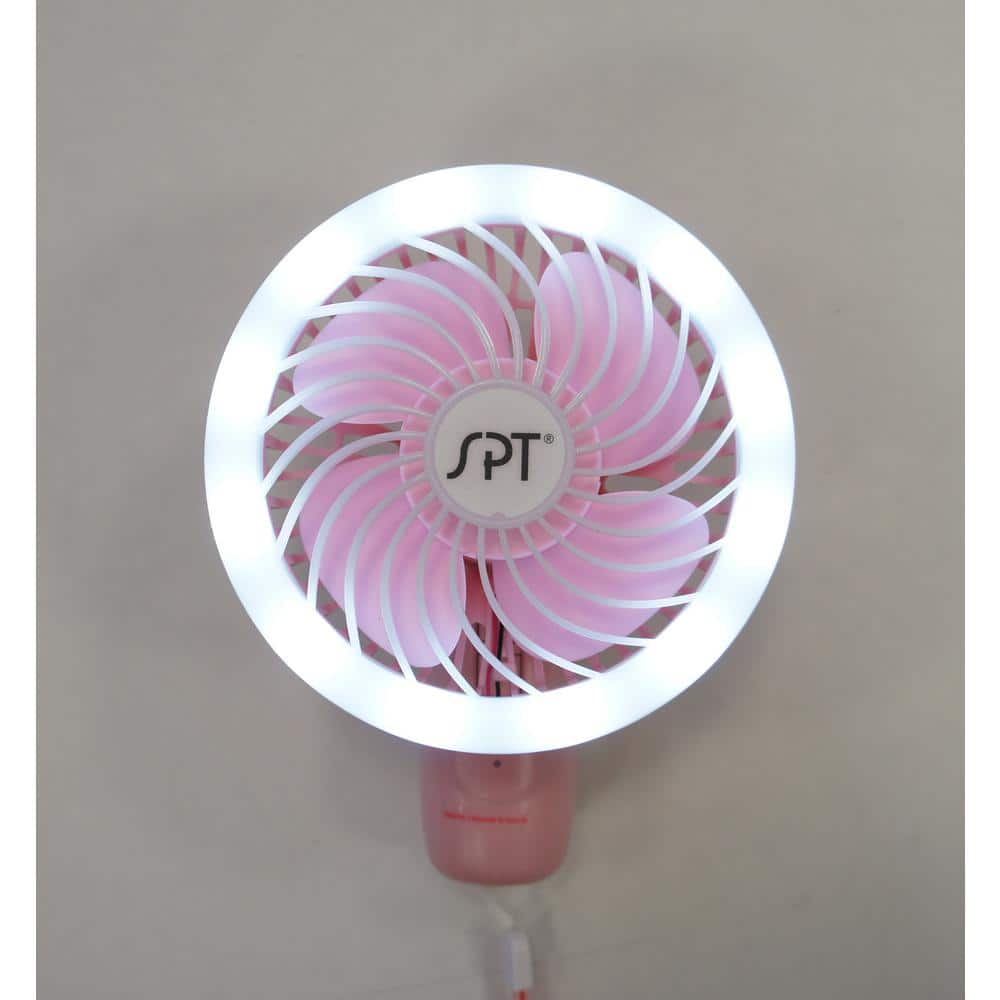 4.75 in. Handheld LED Personal Fan in Pink - Hercitys