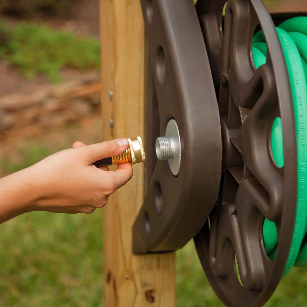 200 ft.  Bronze Resin With Shelf Wall Mounted Garden Hose Reel - Hercitys