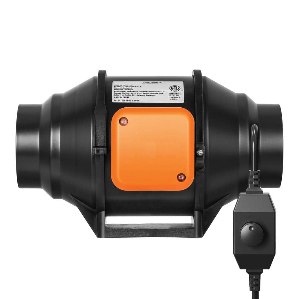 4 in. Inline Duct Fan, 200 CFM, Quiet AC-Motor Ventilation Exhaust Fan for Cooling Booster, Grow Tents, Hydroponics - Hercitys