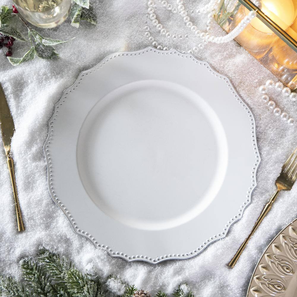 16 in. White Plastic Charger Plate (Set of 8) - Hercitys
